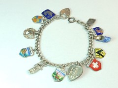 Vintage REU 800 Enamel City Shield Euro 12 Charm Bracelet Silver Sterling