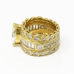 NYJEWEL 18k Yellow Gold 8ctw Diamond Ring Center Diamond 2.46ct