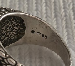 Vintage Freemason Men’s 9.25 Textured Sterling Ring Turquoise/ Enamel Size 11