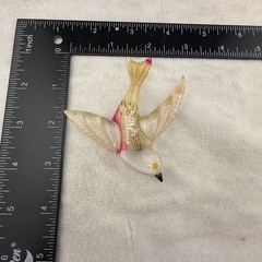 Vintage Lucite Bird Brooch Red Yellow Nice