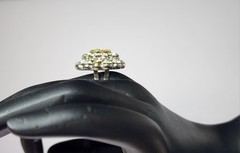 VINTAGE Rhinestone Aurora BorealisCluster Dome Cocktail Ring 8.5 Adjustable