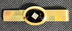 Vintage 1/20 12K GF Onyx & Diamond Cufflinks Tie Bar Set Pitman Keeler MCM