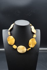 Vtg Baltic Amber Look Choker Length 19″ Irregular Egg Yolk Color Beads Necklace