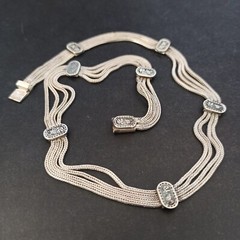 Vintage Silver Necklace Multi Chain Niello Station Layered 925 Ethnic Wide Old