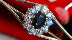 14k yellow gold 0.80ct sapphire, topaz pin brooch heated vintage 3.20gr N3810