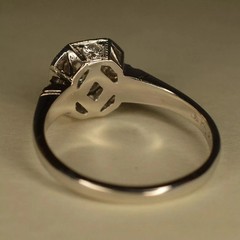 14K White Gold FN Art Deco Style Round Cut Lab Created Diamond Engagement Ring