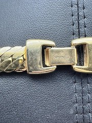 Vintage Napier Necklace Textured Gold Tone Art Deco Style Fold Over Clasp Signed