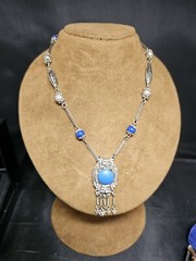 SILVER 800 TURQUOISE NECKLACE VINTAGE JEWELLERY COLLECTABLES GIFT