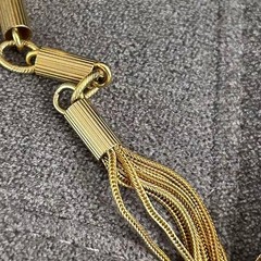 Vintage Gold Tone Geometric Bar Link Chain Long Lariat Necklace Tassel 40”