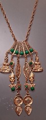 Vintage Asian Style Necklace Faux Jade Dangle Pendant