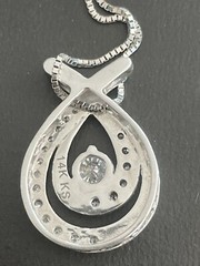 14KT WHITE GOLD 0.60CTW DIAMOND TEAR DROP DOUBLE HALO PENDANT