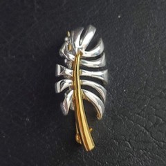 Danecraft Vintage Two Tone Silver and Gold Leaf Brooch Pin Botanical Design 90’s