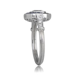 Asscher 2Ct Lab Created Diamond Vintage Sapphire Halo Wedding Ring 14K Gold Over
