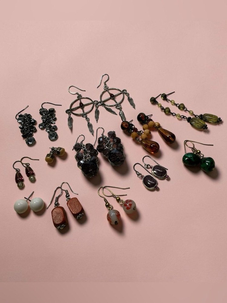 Dangle Post Pierced Earring Lot 12 Pair Mixed Vintage & Modern