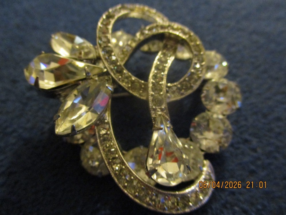 Eisenberg Vintage Women’s Crystal Large Brooch (2″ x 2″)