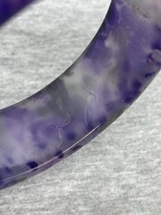Vintage Round Shape Lucite Purple Flowers 7.67” Boho Bangle Bracelet READ