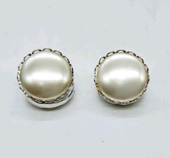 Sarah Coventry Earrings Silver Tone Clip On Reversible Crystal Accent .75 in
