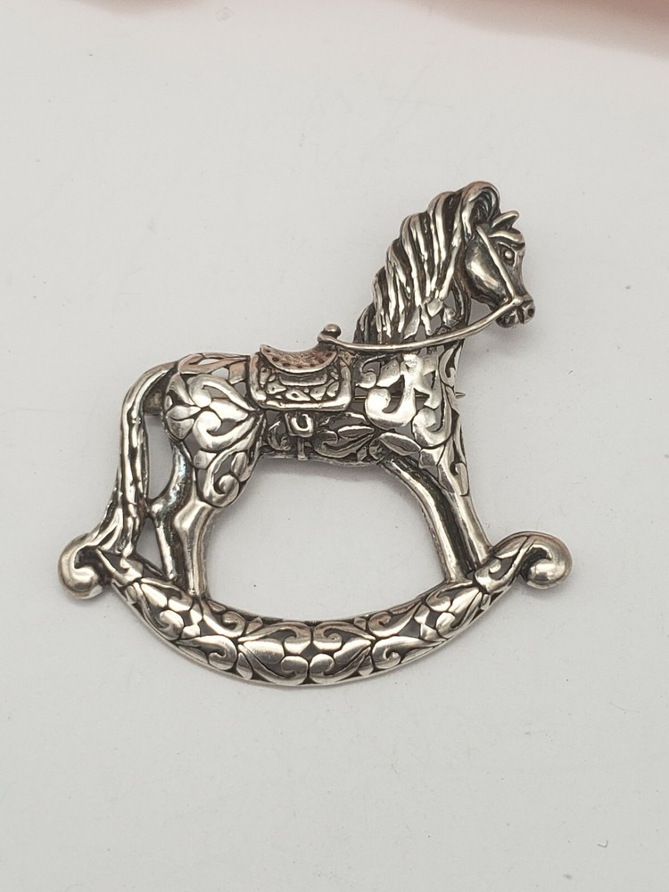 JEZLAINE STERLING SILVER ROCKING HORSE PIN BROOCH