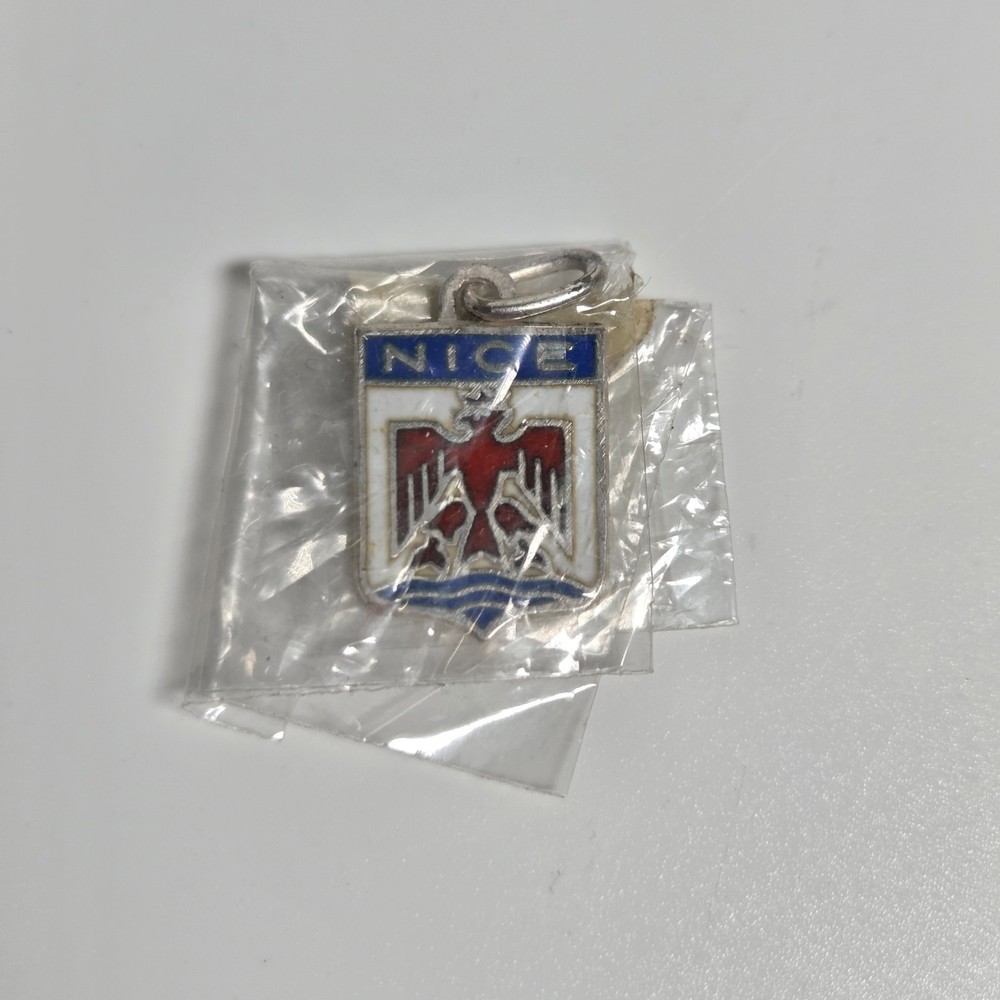 Nice Argent Silver & Enamel Pendant-Travel Shield Charm Unused