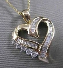 ESTATE 1.35CTW DIAMOND HEART 14KT 2 TONE GOLD OPEN PENDANT F/G VS + CHAIN #10618