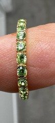 Vintage Silver Tone Full Round Cut Modern Eternity Green Peridot Ring Size 8.25