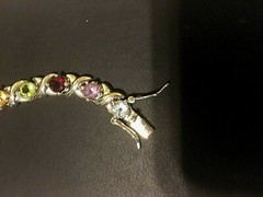 Vintage 925 Sterling Silver FAS/Gemstone Tennis Bracelet – 7″