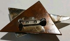 Vtg Mid Century Brutalist Copper Silver Art Dichroic Glass Star Brooch Pin