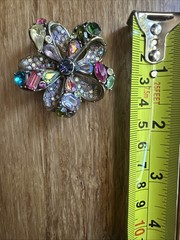 Vibrant Vintage Hollycraft Brooch Signed Blue Purple Green Pink Gold toned P-7