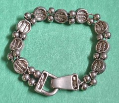 Vintage Colorful CAT’S EYE STONE Chain Magnetic Clasp Bracelet In Silver Tone