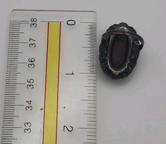 Antique Art Deco Gothic Carnelian Markasite Sterling Silver Vintage Ring Size 6