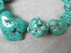 12 Turquoise Howlite Nugget Necklace – w/ Metal Tag – Marked – 15″ long – 4 213