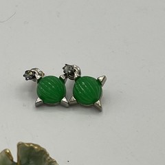 Lot Of 14 Pairs Estate Fashion Vintage Green Turquoise Tone Stud Earrings