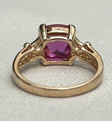 Vtg Ross Simons Gold Vermeil Sterling 925 Cushion Cut Pink Glass Stone Size 9