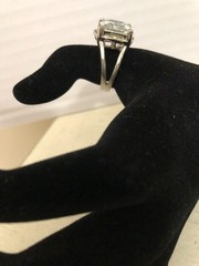 Vintage Large Art Deco Style CZ Silver Tone Cocktail Statement Ring Size 8.25
