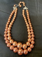 Antique Orange Beaded Necklace, Double Strand,no Brand,polished White Bead