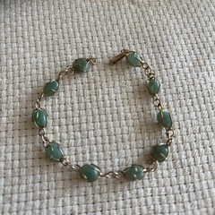 Woman’s Vintage Nephrite Jade Wire Wrapped Bracelet 7.5 Inch