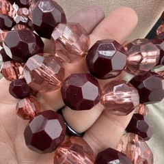 Statement Necklace Layered Beaded Acrylic Pink Purple 19”