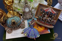 HEI Antique Gold Austrian Crystal Kingfisher Butterfly Love Heart Unicorn Brooch
