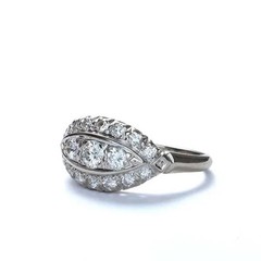 Art Deco Style Round Cut Lab Created Diamond 14K White Gold FN Engagement Ring