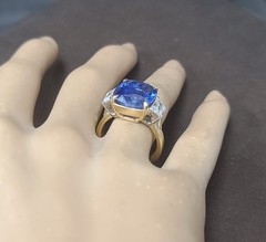 Vintage 18k Platinum Engagement Ring 10.41CT.Natural Cushion Blue Sapphire GIA