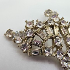 Vintage Art Deco Rhinestone Crown Brooch Old Hollywood Regency Tiara Royalcore