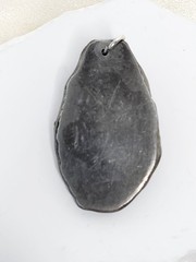 Handmade Nickel Silver Or Pewter Pendant W Polished Black & Green Stone – 2″ L
