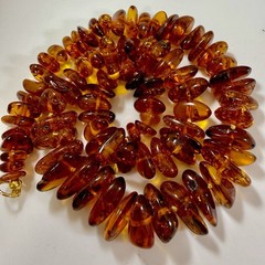 Vintage Natural Baltic Amber Necklace 18,5″ Polished Cognac Nugget Beads