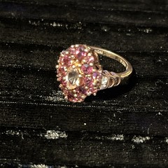 Rose Gold Vermeil .925 Sterling Silver Purple Pink CZ Oval Cluster Ring Size 5