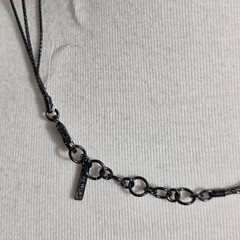 Nine West Multi-Strand Necklace Gunmetal-Tone Chain Red Beads White Rhinestones
