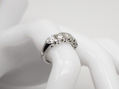 Vintage 1940s $6000 5 Stone 1.50ct VS H Natural Diamond 14k White Gold Band Ring