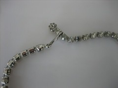 VINTAGE EISENBERG ICE CLEAR AND PURPLE RHINESTONE 18″ NECKLACE