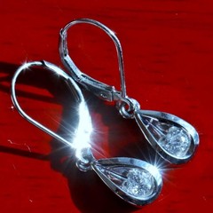14k white gold earrings 0.25ct natural diamond 1.0″ teardrop dangle 2.50gr N3344