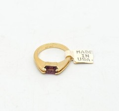 Vtg Sz 8 Ring Sm Purple Cubic Zirconia 18KGE Stackable Fashion Jewelry StyS3