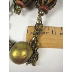 VCLM Vintage Necklace Glass Bead Strand Jewelry 36 inch Brasstone Chain